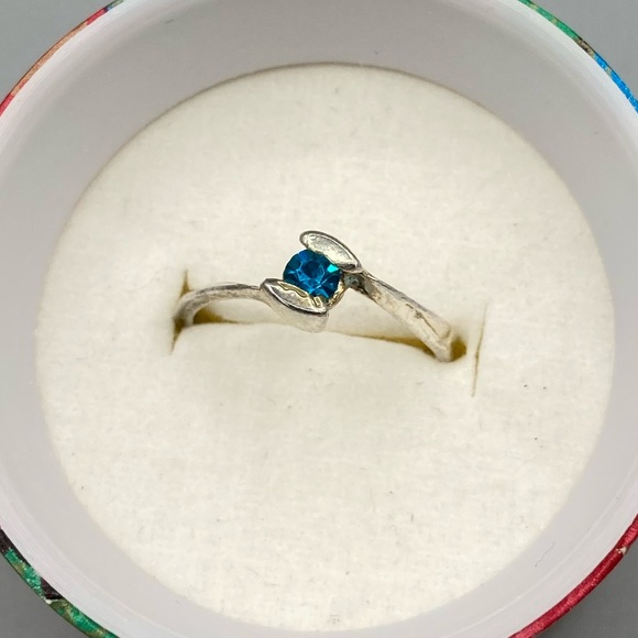 Aqua Crystal Solitaire Ring - Picture 2 of 3